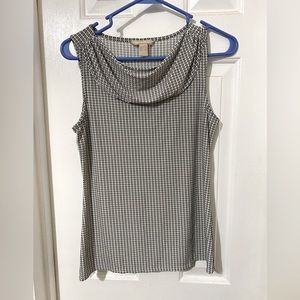 Black and white square patterned, cowl necked top. Banana Republic, size xs.